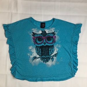 Girls Summer Top -Owl with Glasses Large